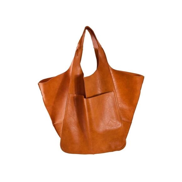 Luxe Vegan Leather Minimalist Oversized Tote Bag - Picture 7 of 7